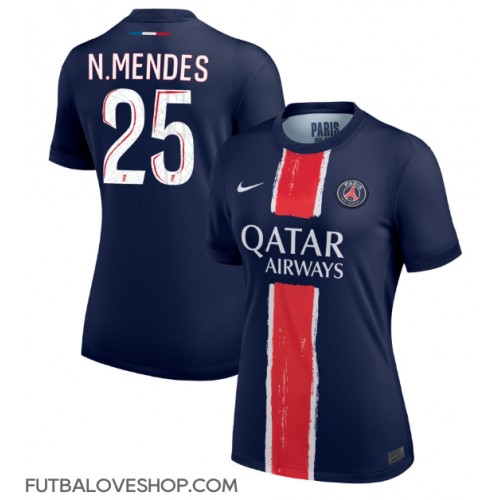 Dres Paris Saint-Germain Nuno Mendes #25 Domáci pre Ženy 2024-25 Krátky Rukáv